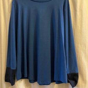 Universal standard color block blue long sleeve shirt, 22-24
